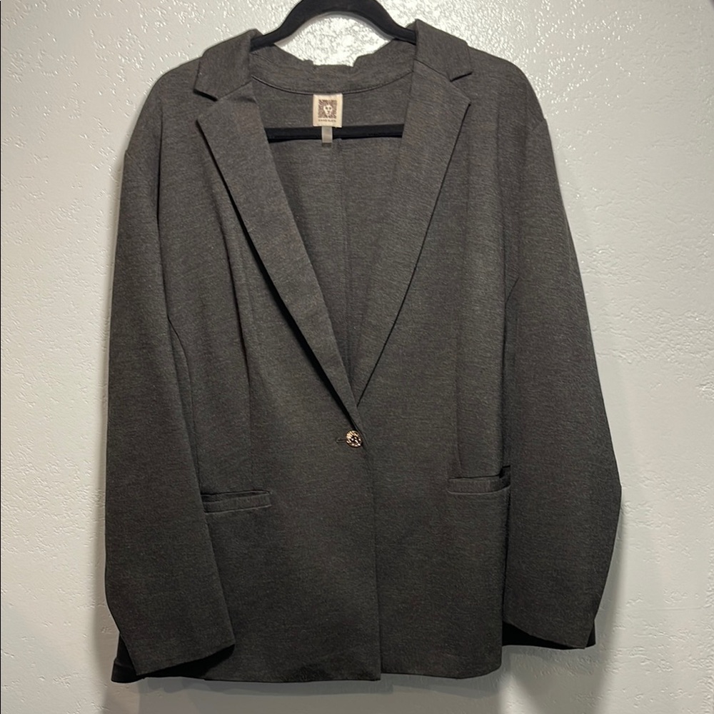 Anne Klein Gray Blazer with Single Button